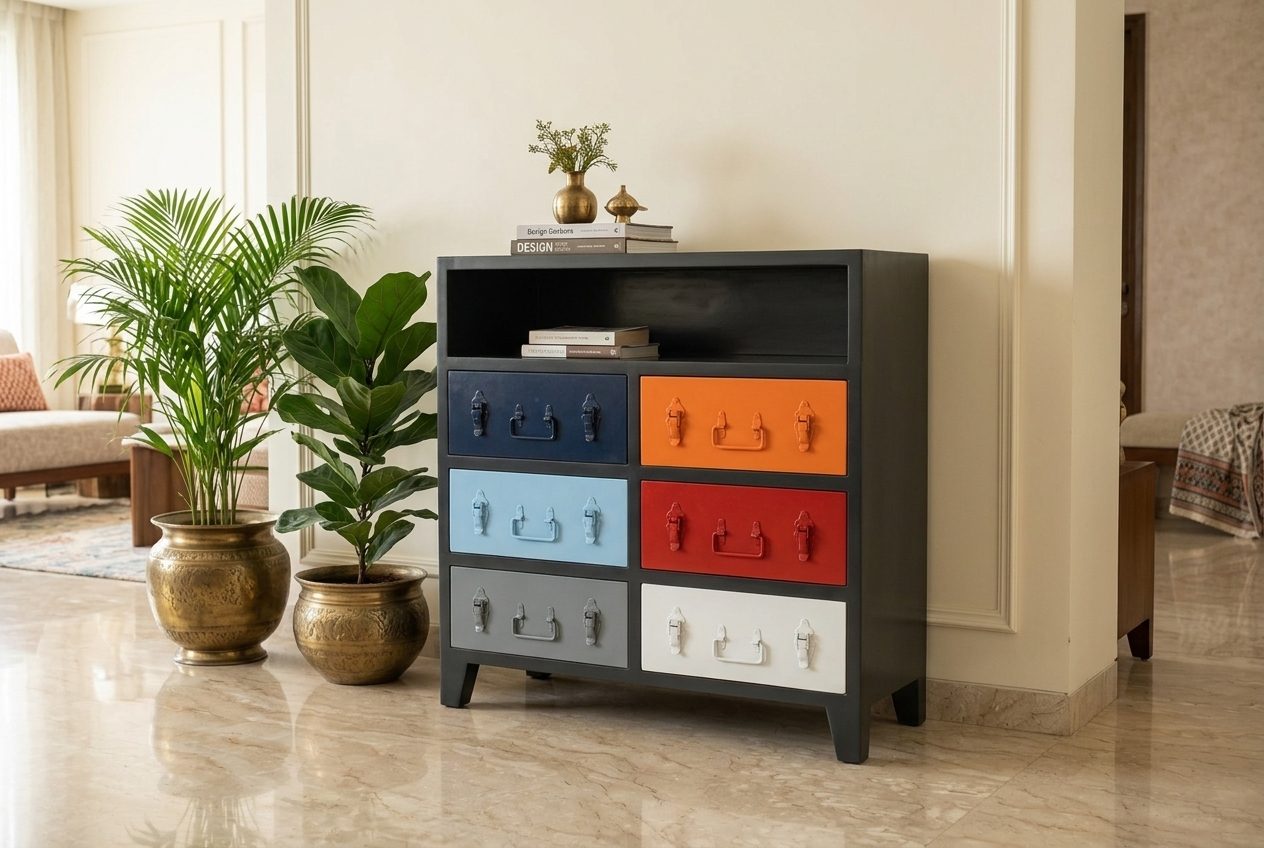 Spectrum drawer chest in a styled room