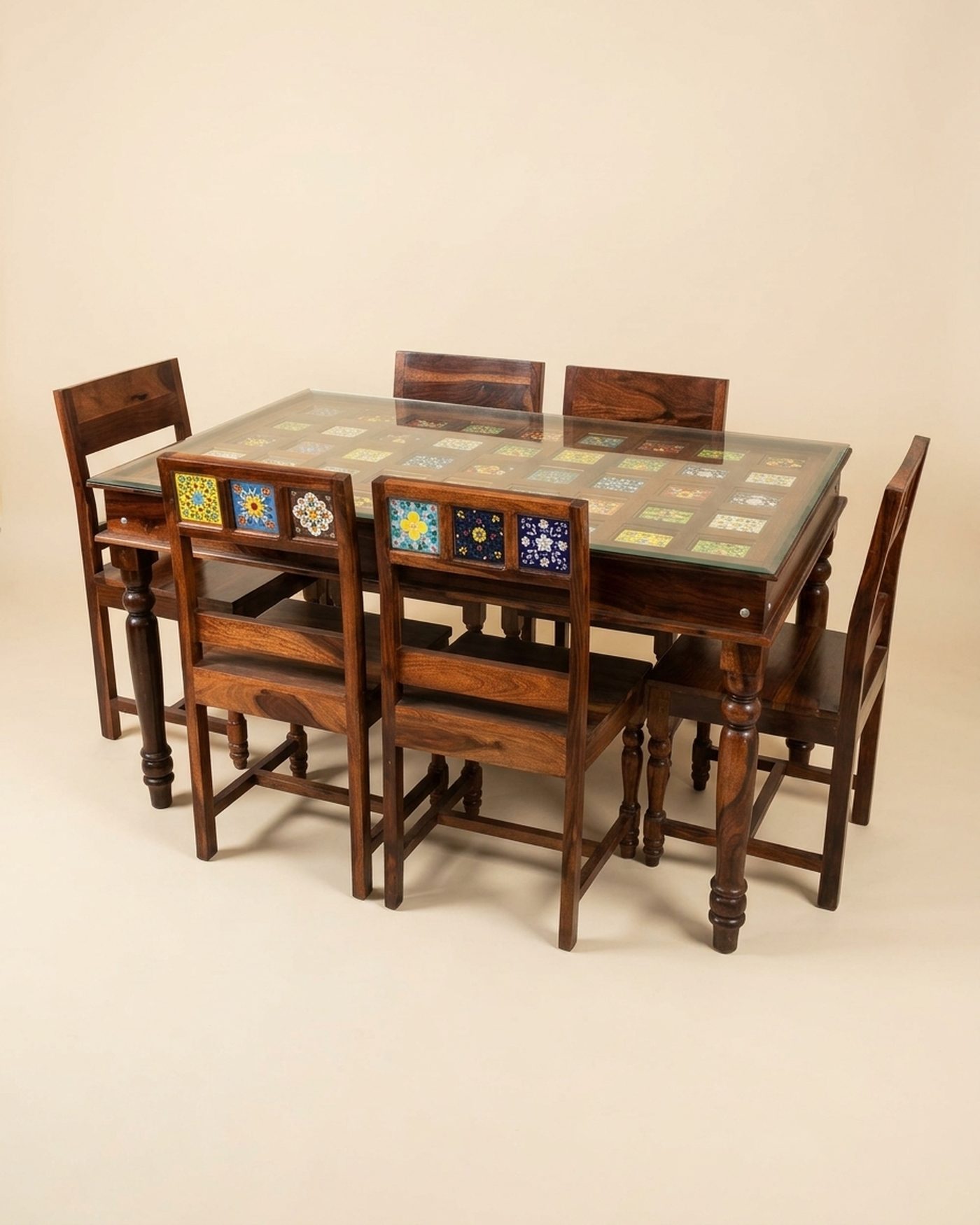 Talavera tile-top dining set, studio photo