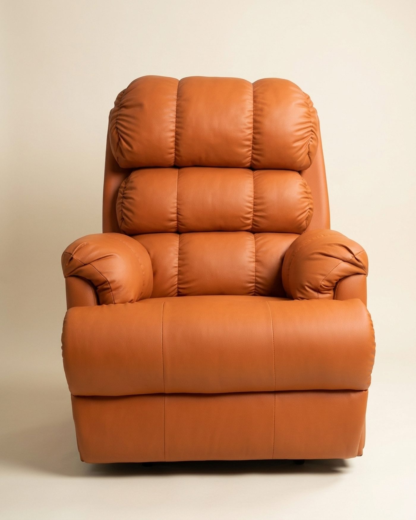 Tangerine leather recliner, view 2