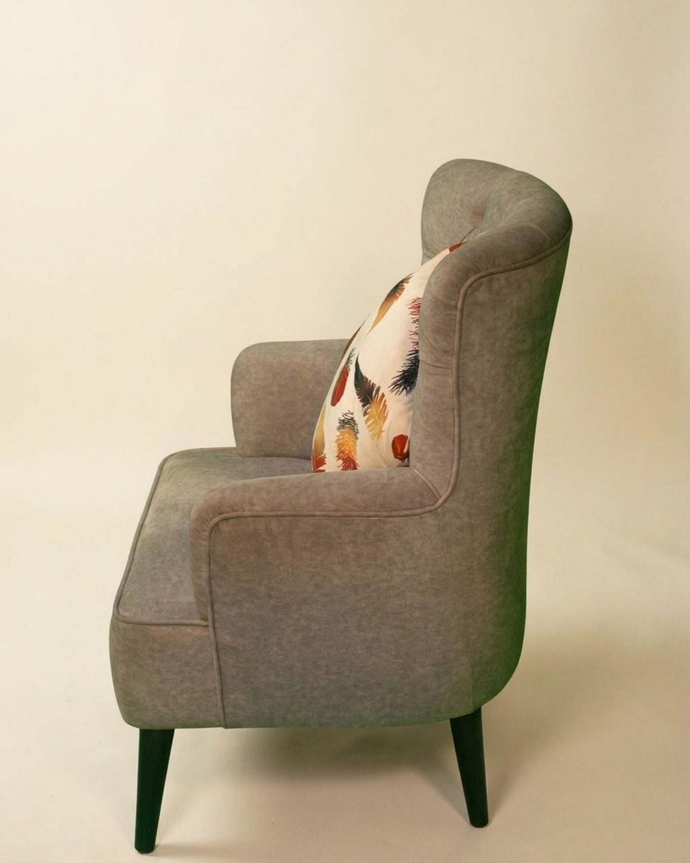 Taupe wingback chair, view 2