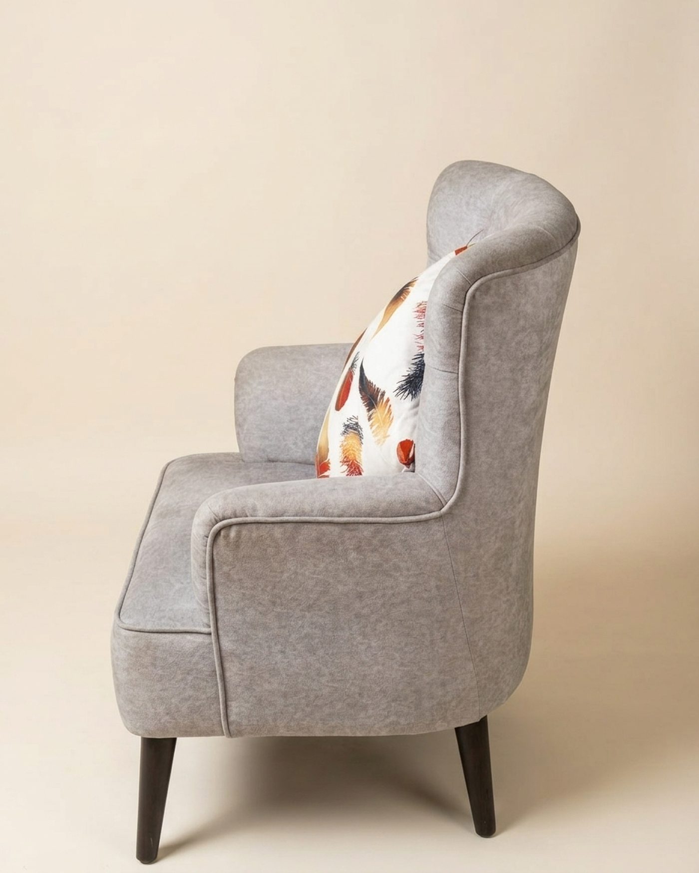 Taupe wingback chair, view 3