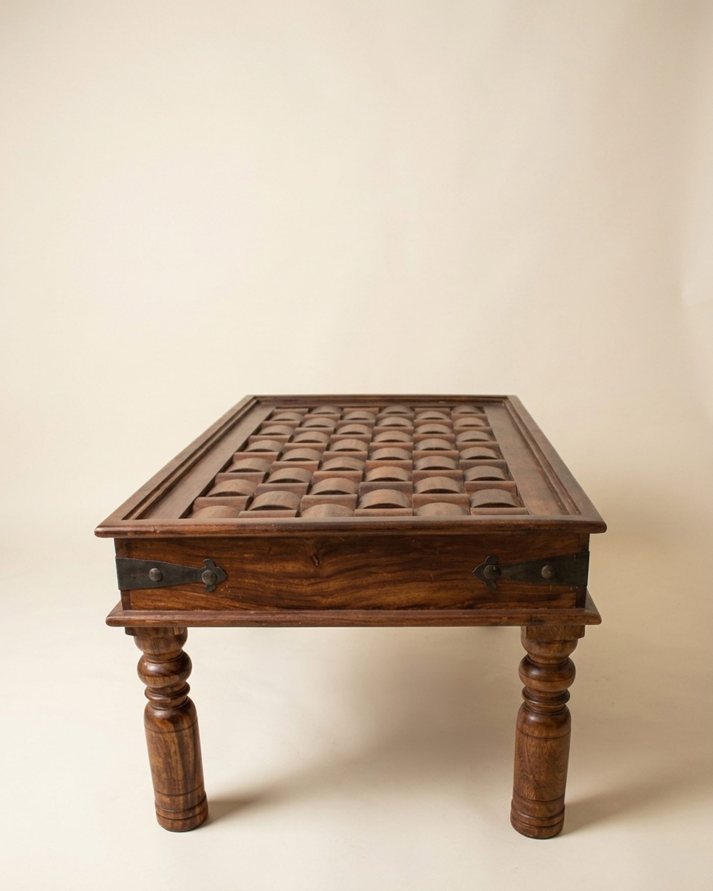 Trellis carved coffee table, view 2
