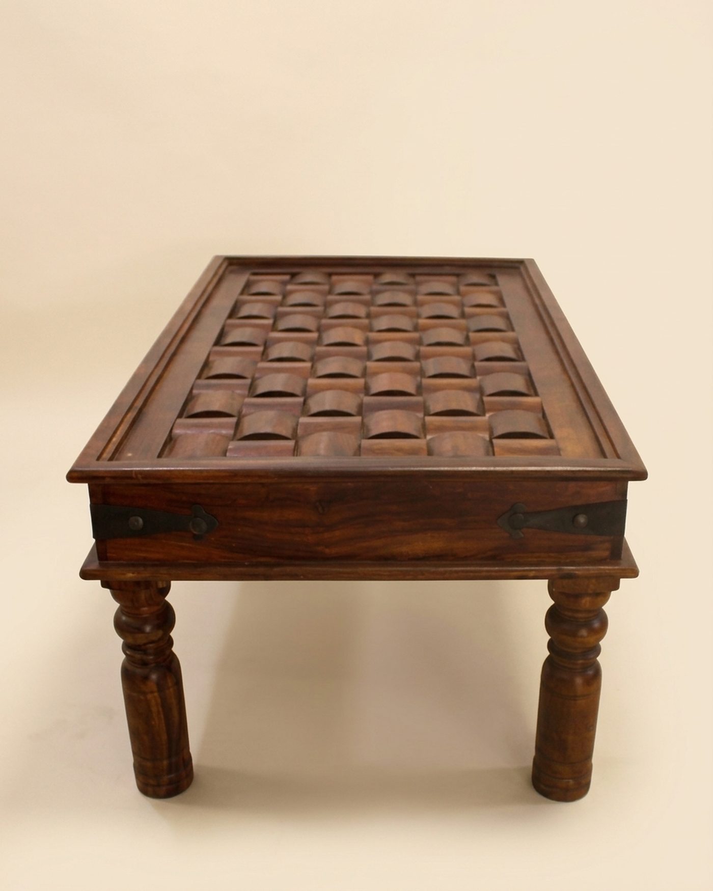 Trellis carved coffee table, view 3