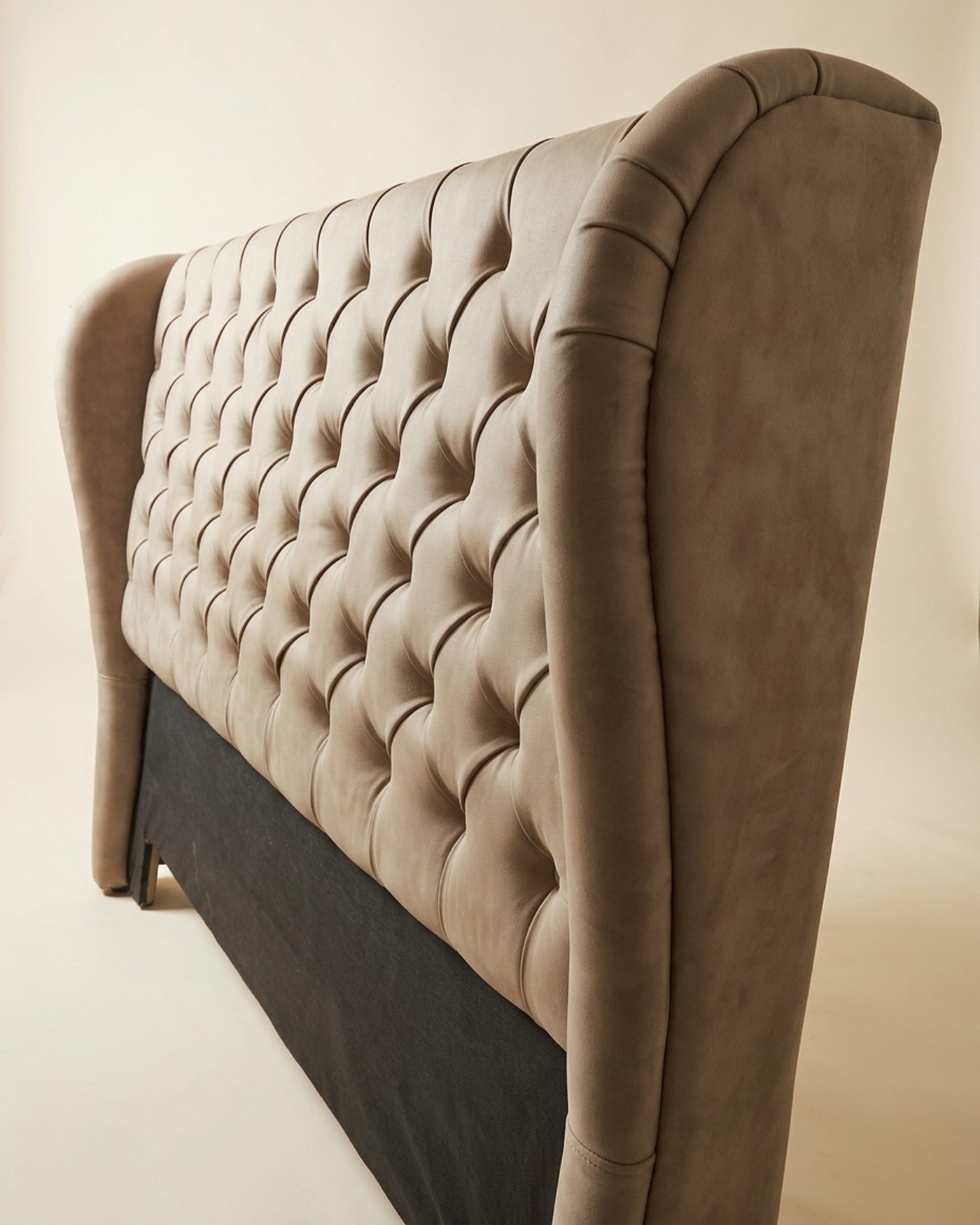 Tufted wing headboard bed, view 2