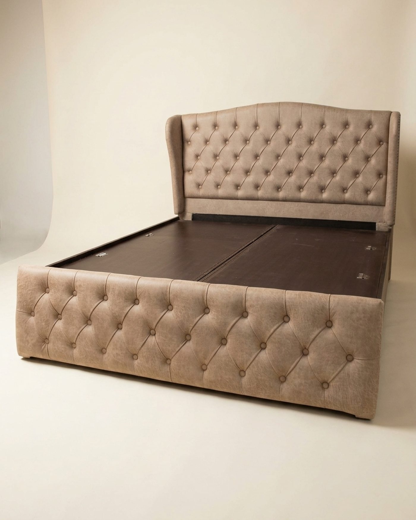 Tufted wing headboard bed, view 3