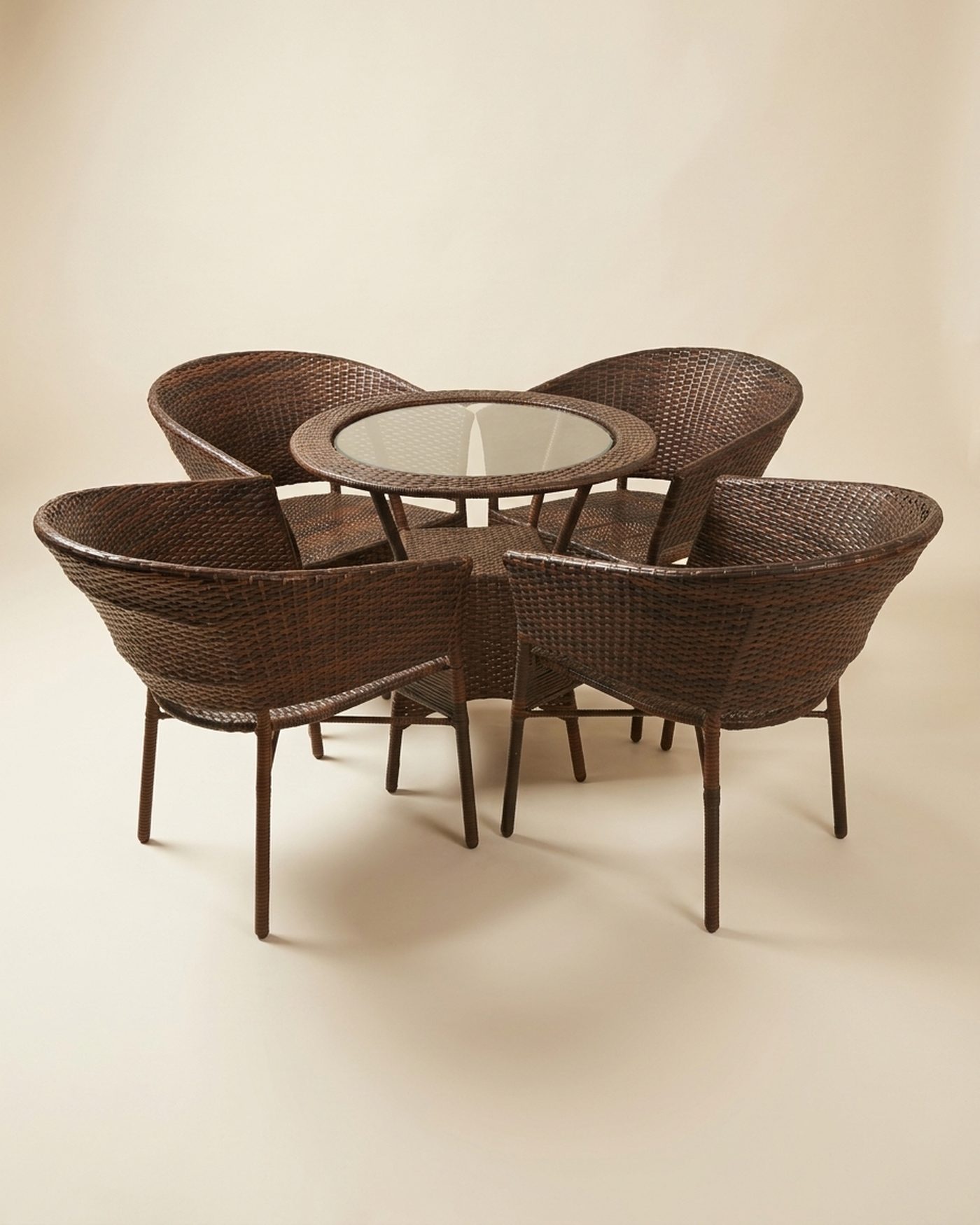 Verandah rattan café set, studio photo