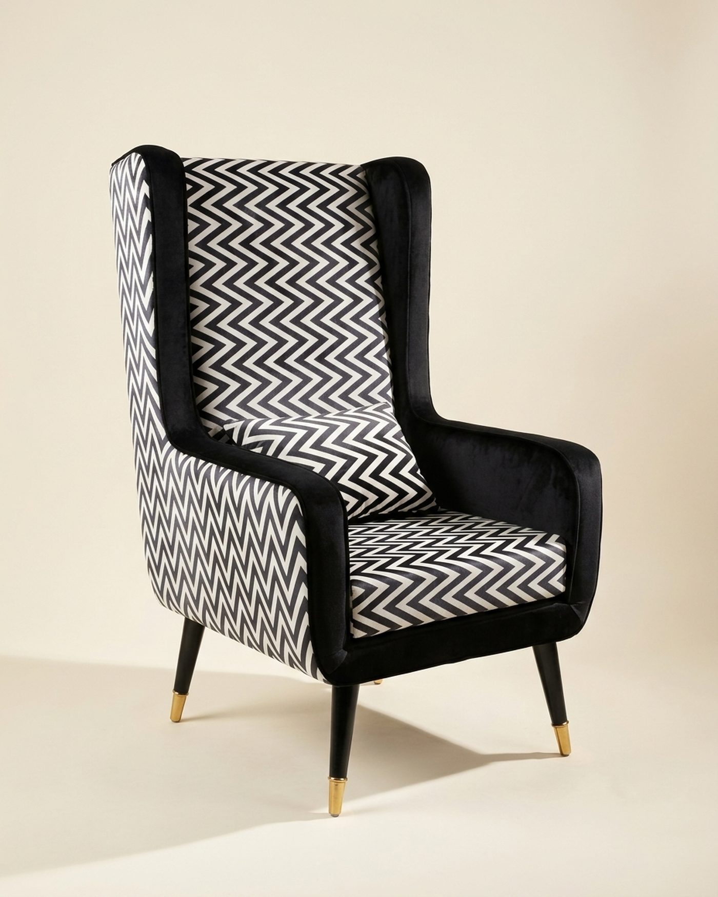 Zigzag wingback chair, studio photo