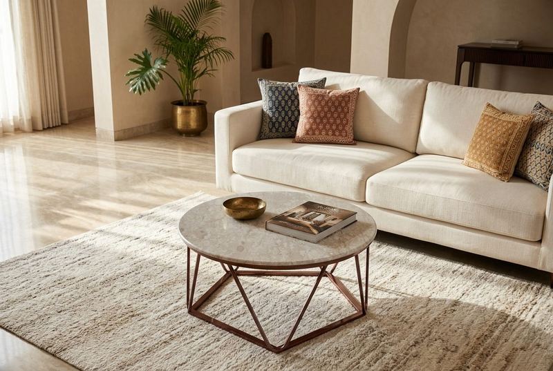 Halo coffee table in a styled room