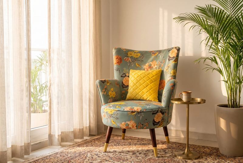 Flora accent chair in a styled room
