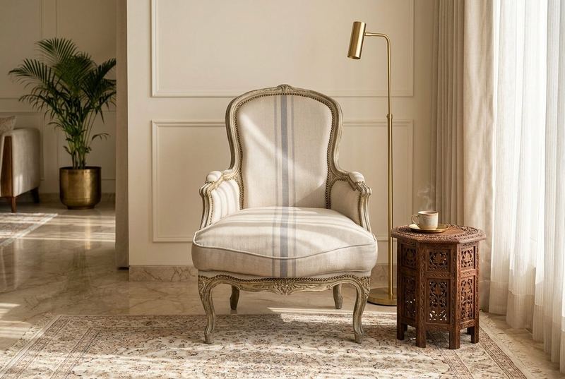 Bergère french armchair in a styled room