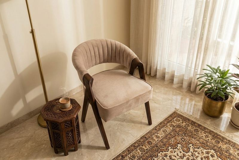 Blush Arc accent chair in a styled room