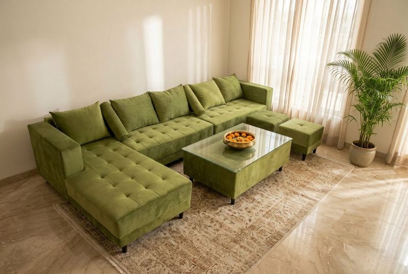 Meadowline l-shaped sectional in a styled room