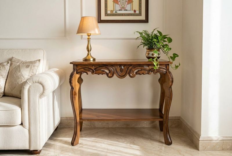 Rococo carved console in a styled room