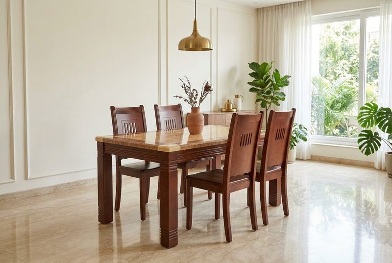Onyx Six marble-top dining set in a styled room