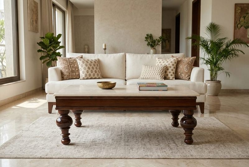 Bobbin turned-leg coffee table in a styled room