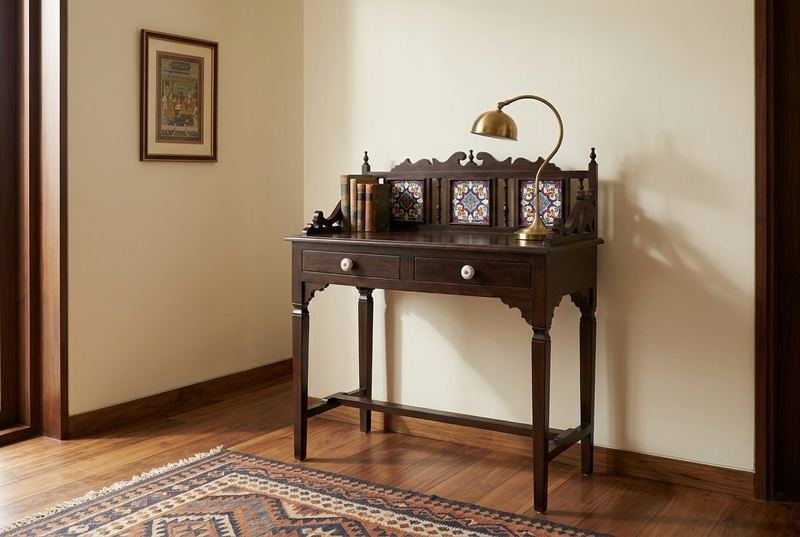 Darbar tile-crest writing desk in a styled room