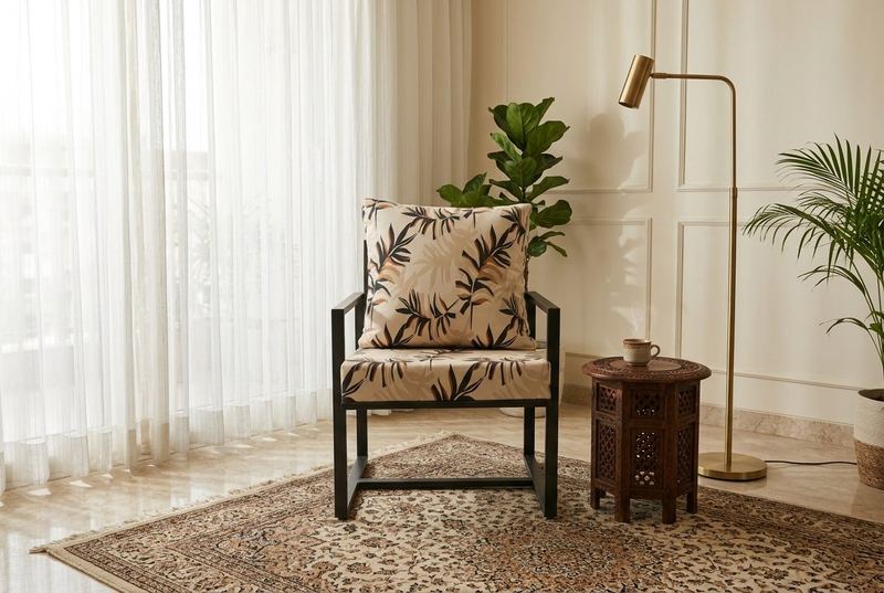 Fern printed armchair in a styled room