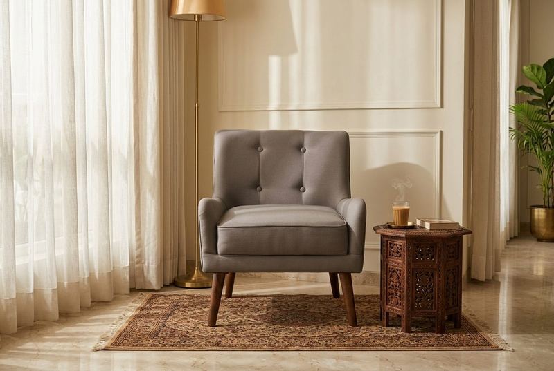 Flint button-back armchair in a styled room