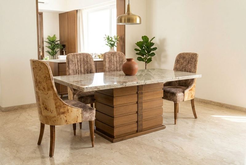 Marble Six marble dining set in a styled room