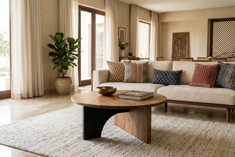 Ring round coffee table in a styled room
