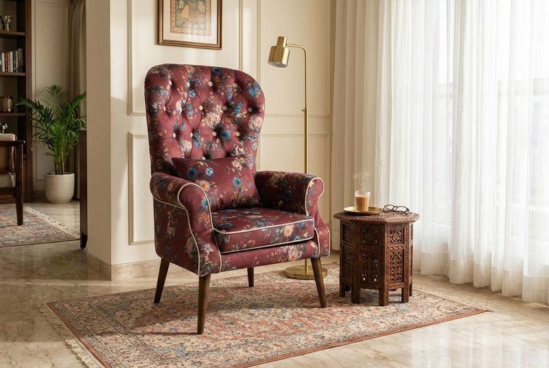 Rosa wingback chair in a styled room