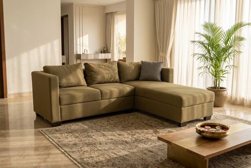 Sable l-shaped sofa in a styled room