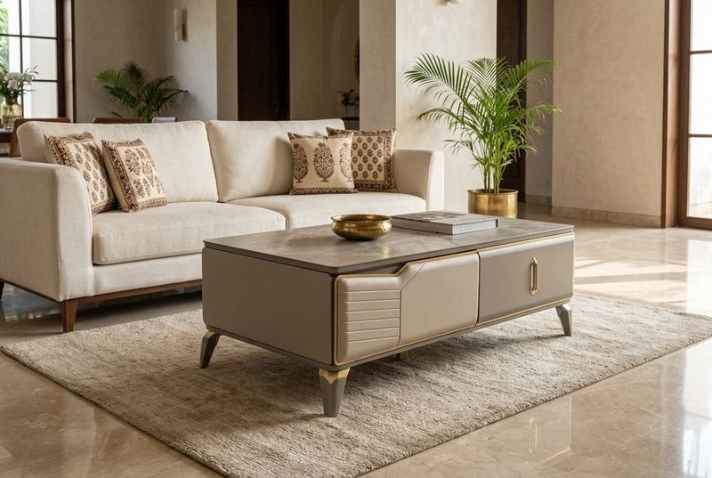 Slate coffee table in a styled room
