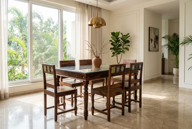 Talavera tile-top dining set in a styled room